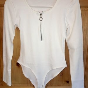 White ribbed bodysuit. Brand New! Never Worn.